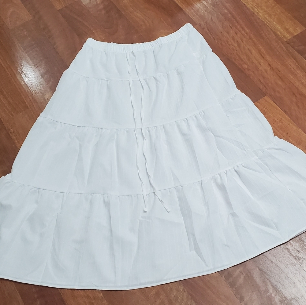 NEW Princess White Tiered Maxi Skirt XL